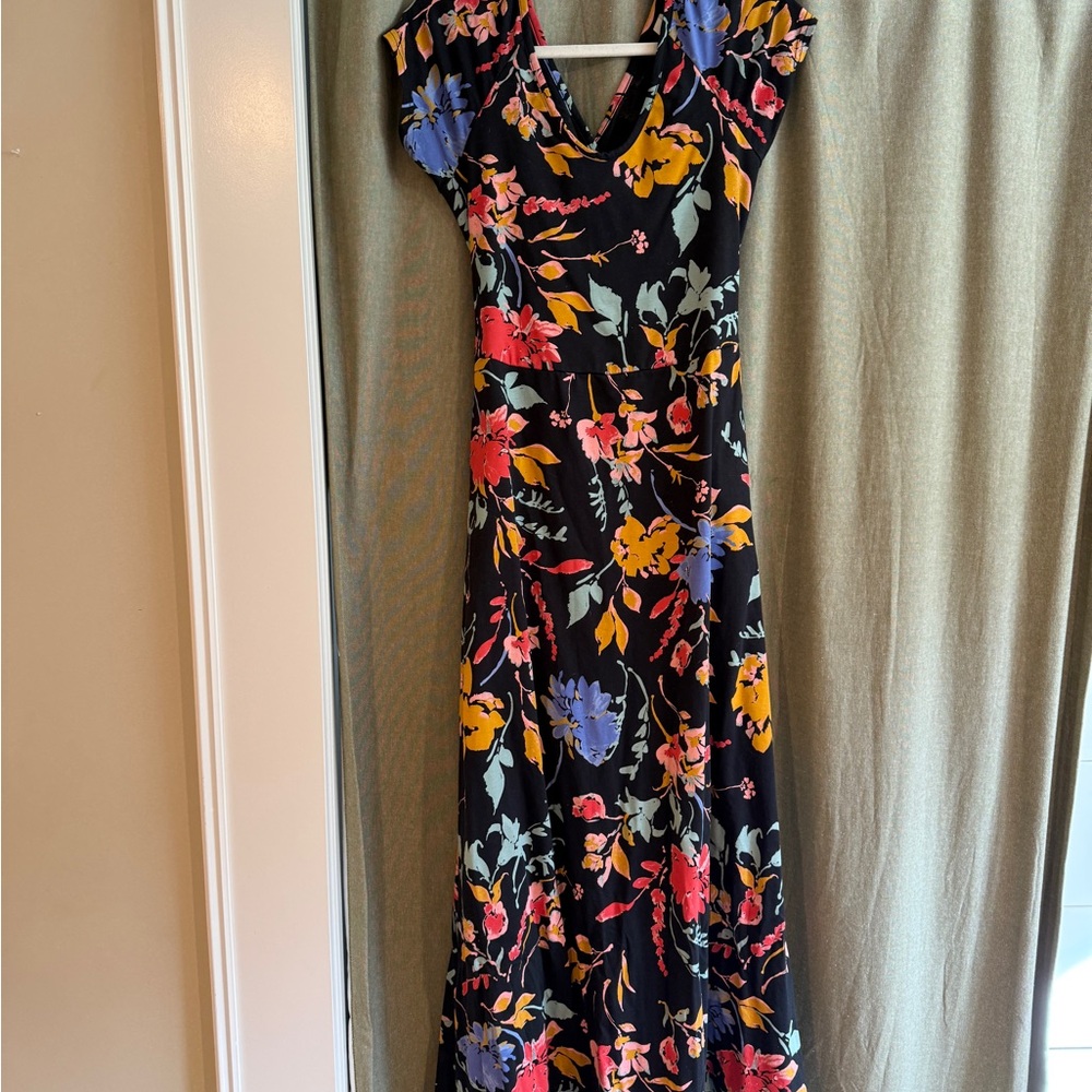 PACT Women's Nightfall Blooms Fit & Flare Crossback Maxi
